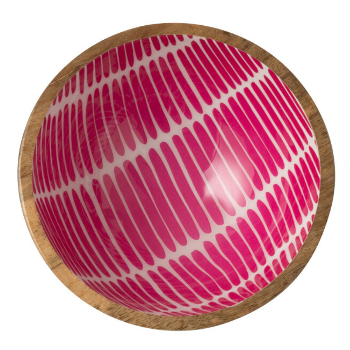 Saladier en manguier dcor rose et blanc 30 cm