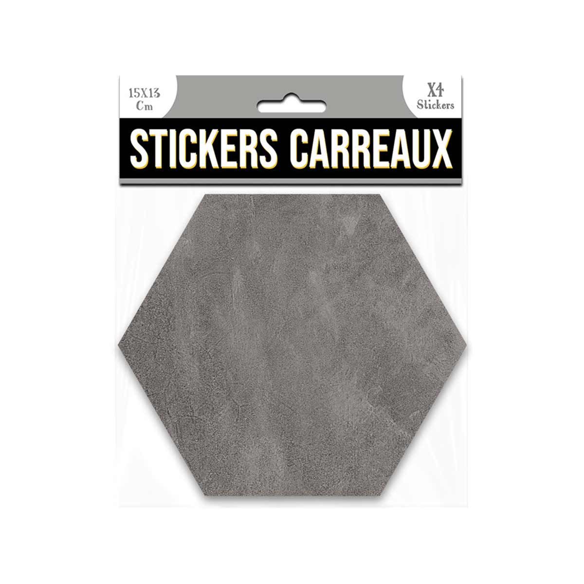4 stickers carreaux HEXAGONE 15 x 13 cm