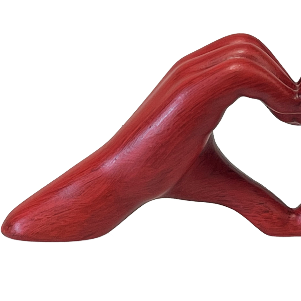 Statue en cramique mains en coeur - rouge