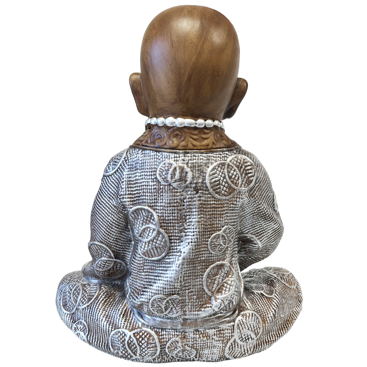 Statue petit moine bouddhiste marron et argent 35 cm