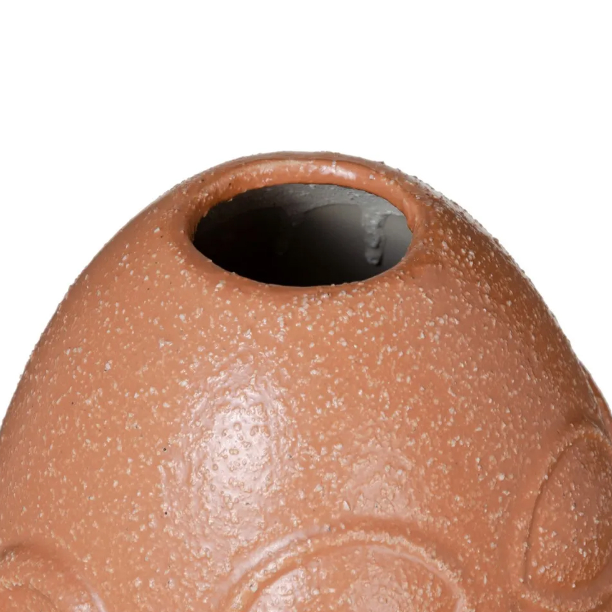 Vase Visage en cramique ocre orange