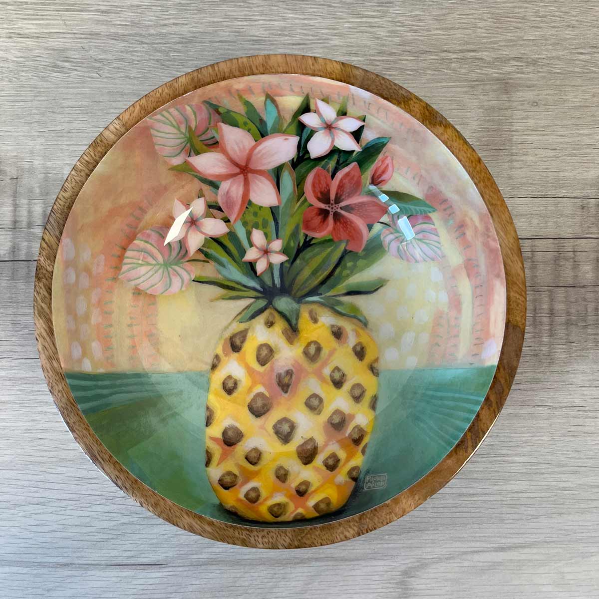 Grande coupelle en bois ronde Ananas - Allen Designs