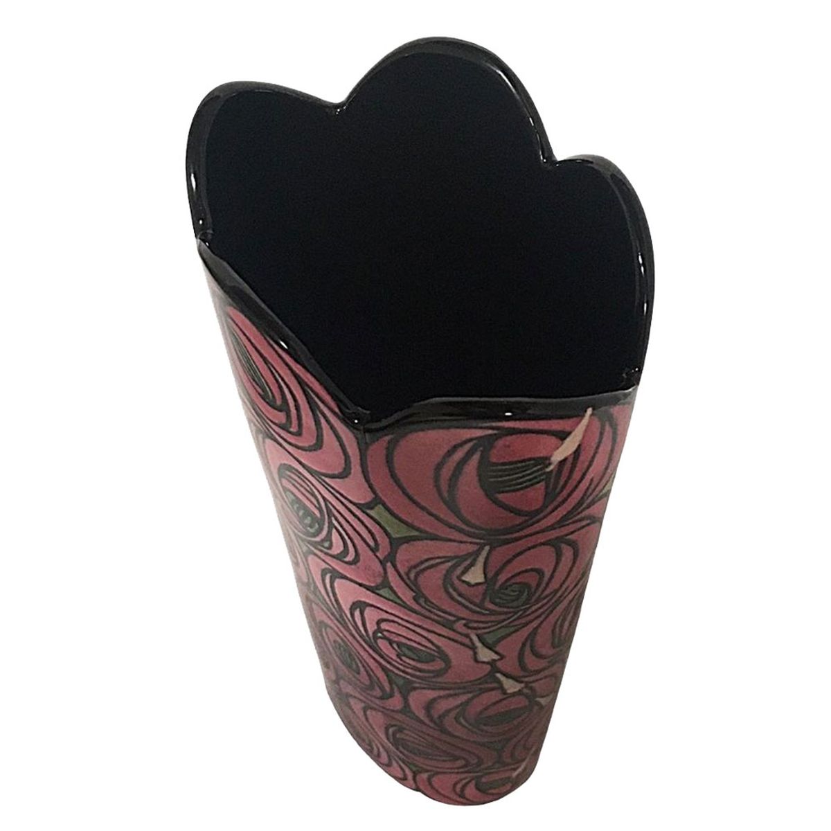 Vase en cramique silhouette charles rennie mackintosh rose