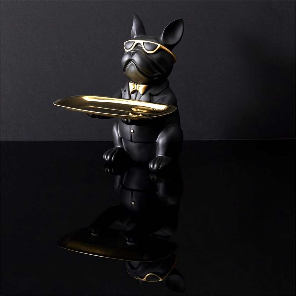 Statue Bulldog noir vide-poche