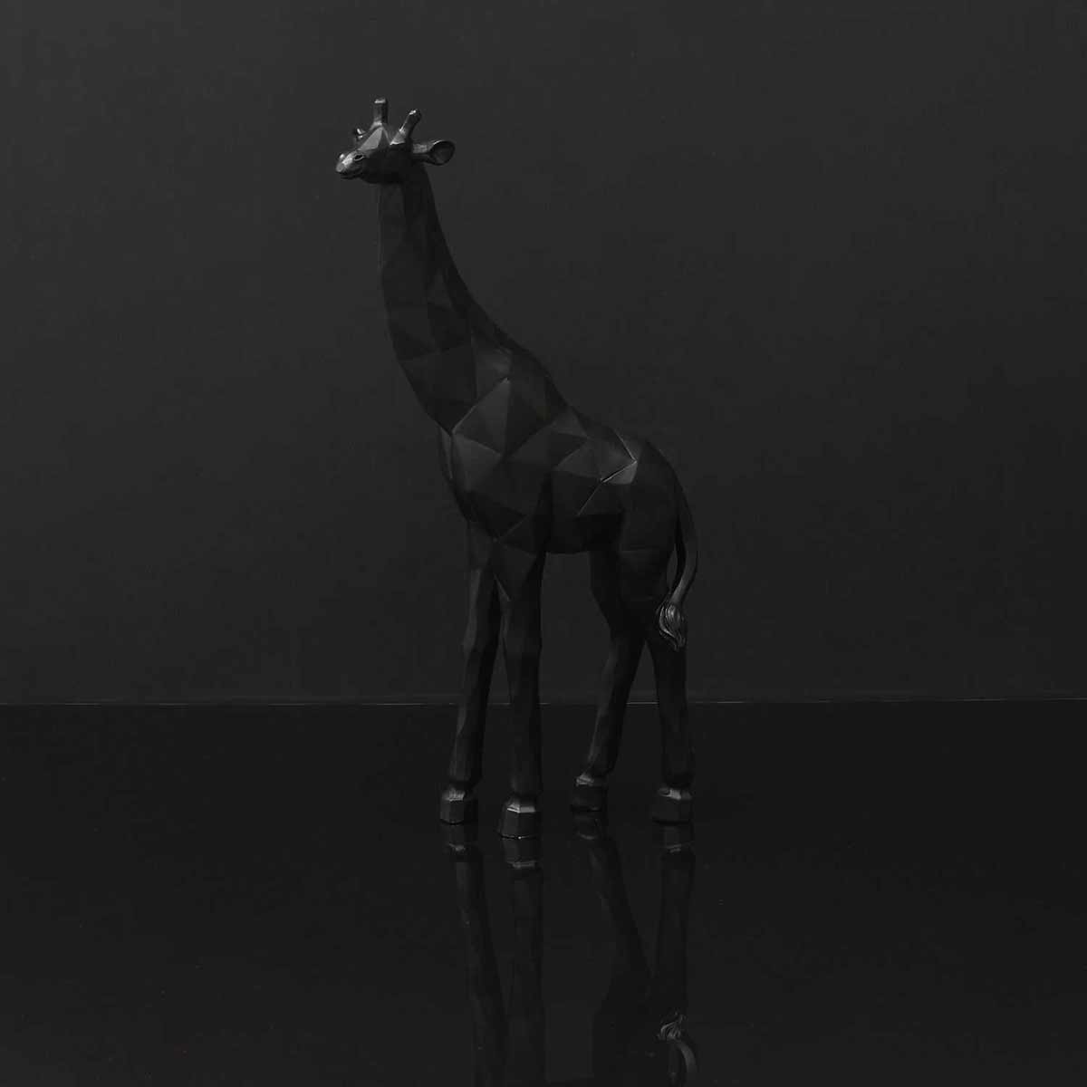 Statue Girafe origami noir 40 cm