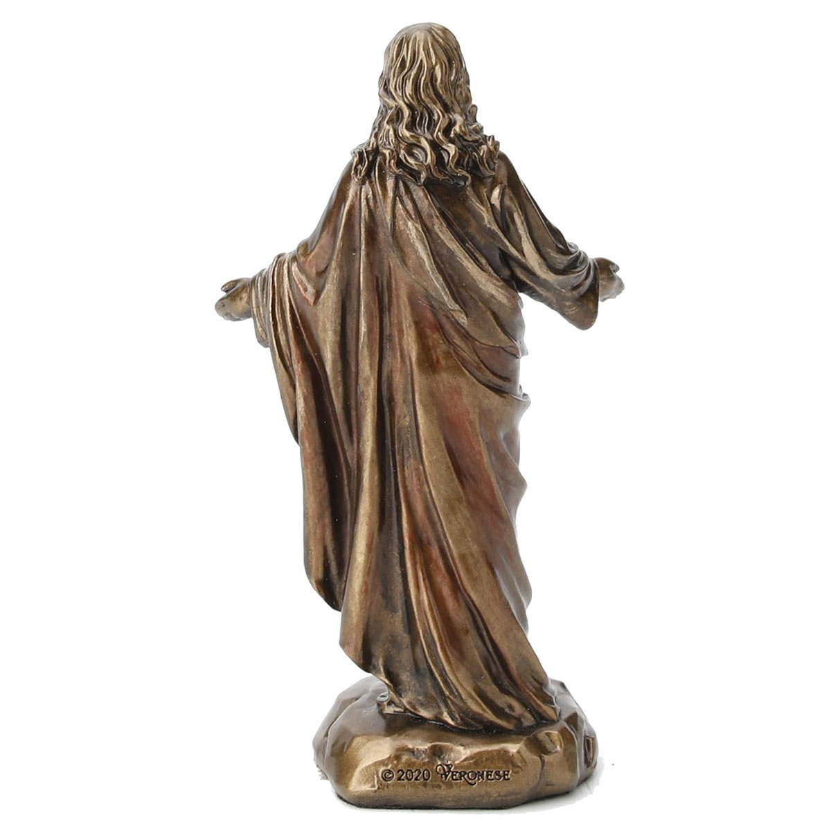 Petite statuette sacr coeur de Jsus en bronze coul  froid