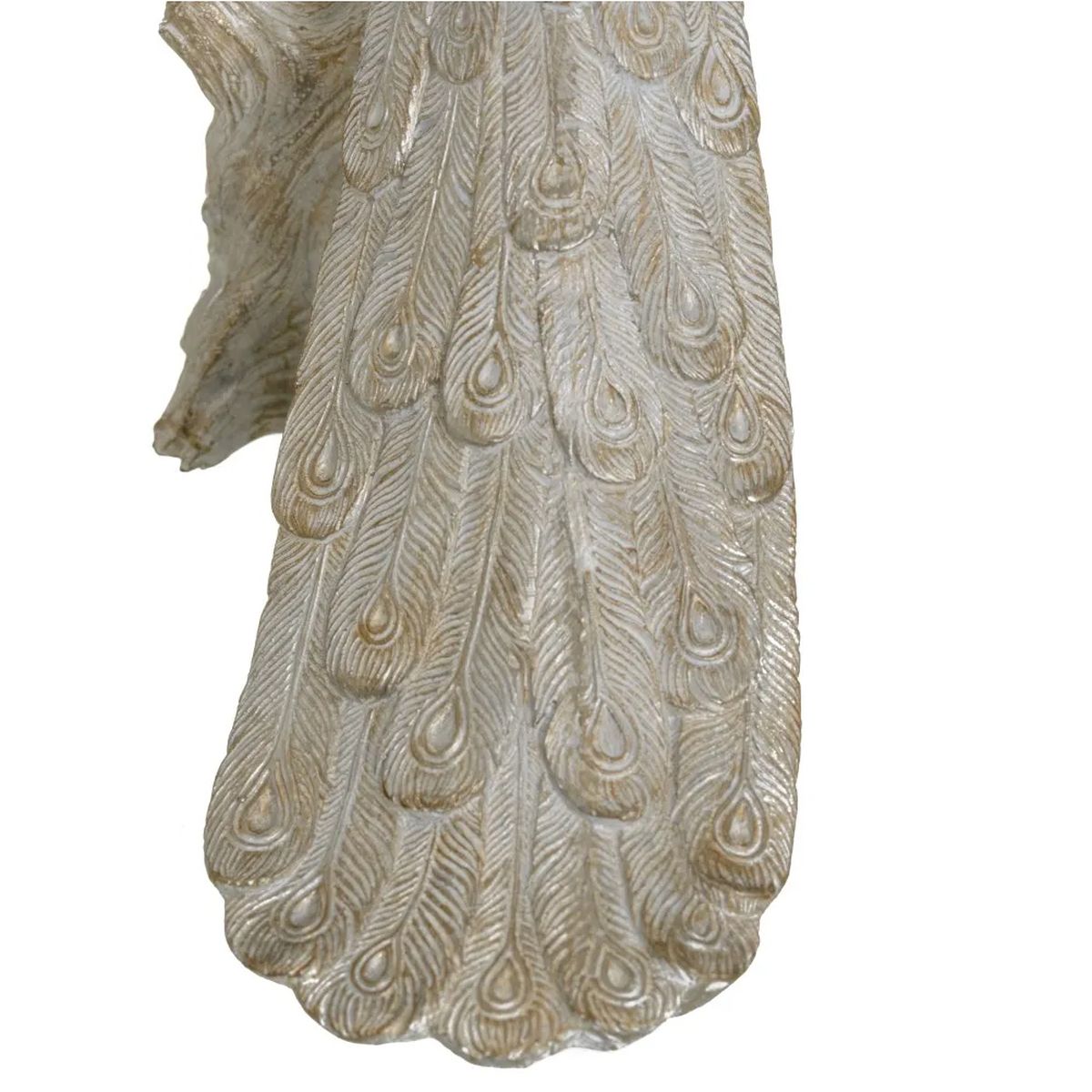 Statuette de dcoration Paon blanc patin or et argent