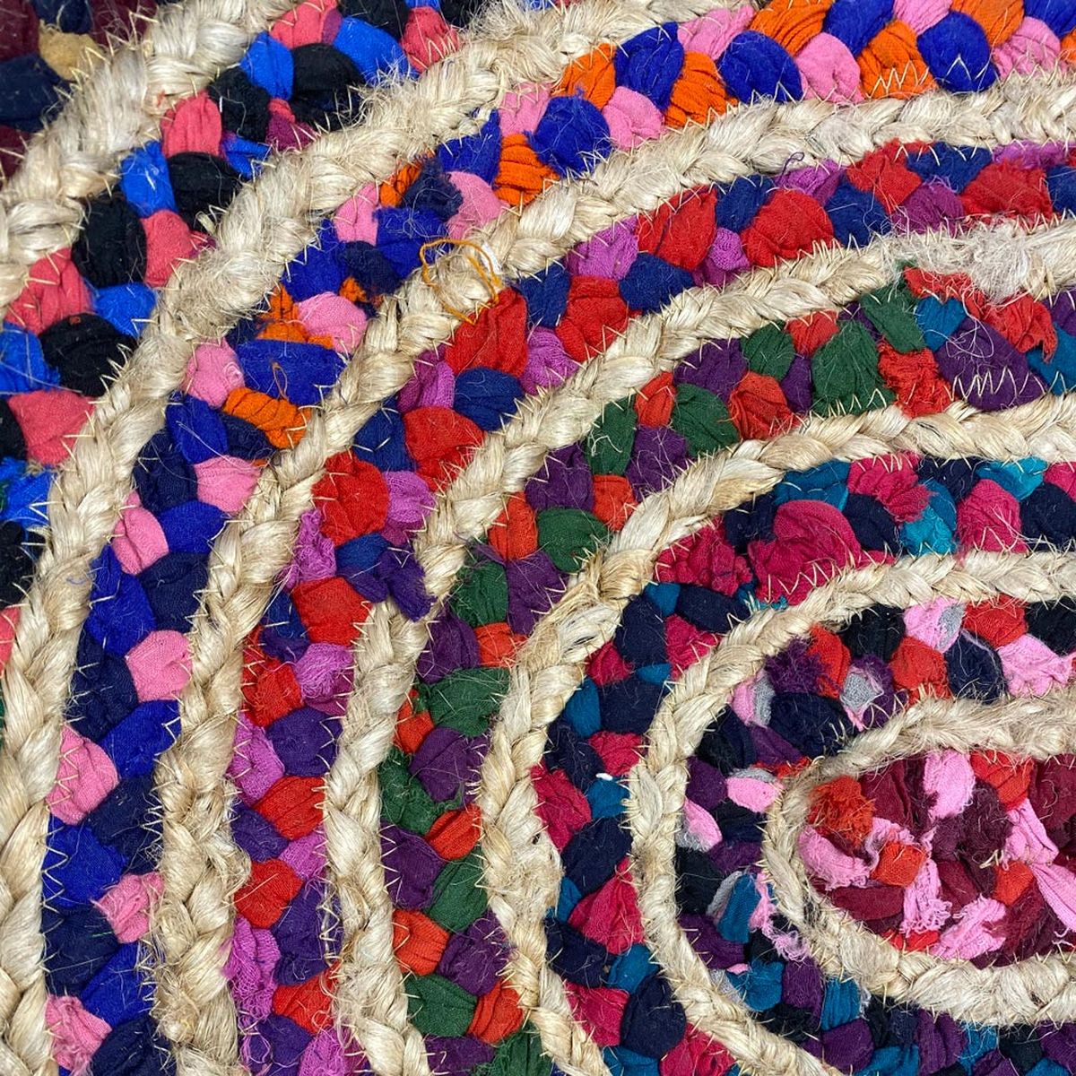 Tapis Ovale multicolore en jute et coton 55 x 85 cm