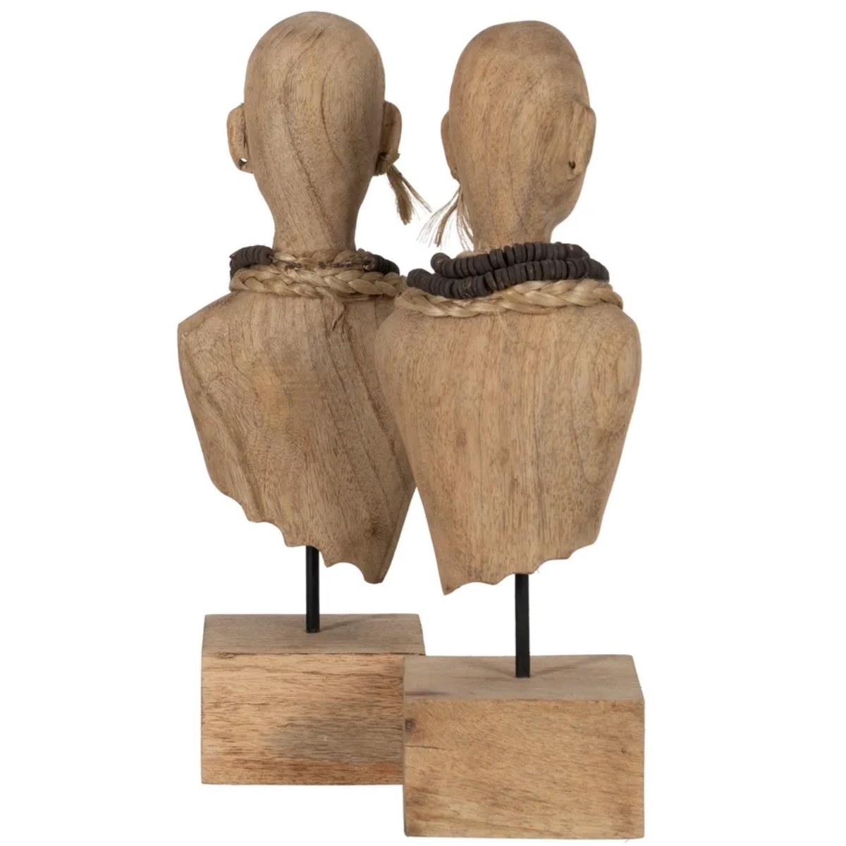Ensemble de 2 bustes en bois de manguier