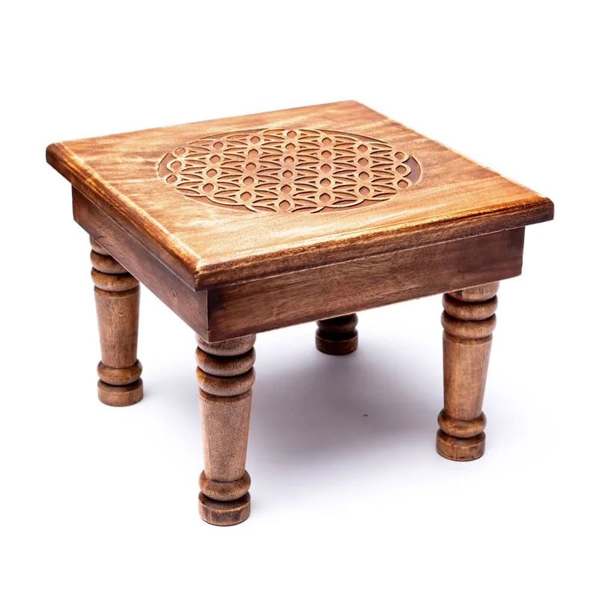 Mini Table d'appoint en bois Fleur de vie