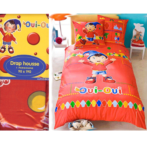 Drap housse Oui Oui rouge