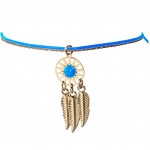 Bracelet Bleu Ciel pour femme fantaisie thme Indien dore