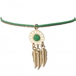 Bracelet pour femme Vert fantaisie thme Indien dore