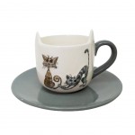 Set cappuccino en cramique Couple de chats