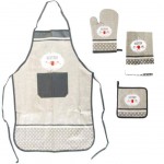 Set cuisine Adulte Tablier Gant Manique et Torchon Bistro Gris Set cuisine Adulte Tablier Gant Manique et Torchon Bistro Gris