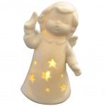 Mini-Statuette Lune Ange-Gardien lumineux en porcelaine Mini-Statuette Lune Ange-Gardien lumineux en porcelaine