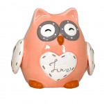 Statuette Hibou Rose orang 10 cm