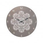 Pendule ronde en bois Mandala fond gris Pendule ronde en bois Mandala fond gris