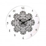 Pendule ronde en bois Mandala fond blanc Pendule ronde en bois Mandala fond blanc