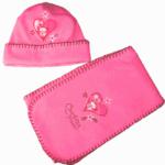 Bonnet et �charpe polaire Charlotte aux fraises Saumon