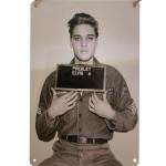 Plaque mtallique Photo d'Elvis Presley  l'arme