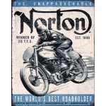 Plaque mtallique Rectangulaire Norton Motorcycle 40.5 x 31.5 cm