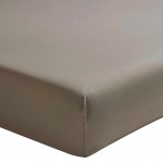 Drap housse Taupe en percale de coton 80 fils 180 x 200 cm