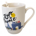 Tasse cramique Tour de France avec sa cuillre