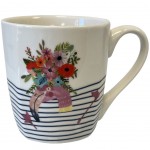 Tasse en cramique Blanche raye Flamand Rose en coffret cadeau