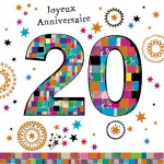 Carte Postale Anniversaire 20 Ans 2 volets avec enveloppe Carte Postale Anniversaire 20 Ans 2 volets avec enveloppe
