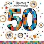 Carte Postale Anniversaire 50 Ans 2 volets avec enveloppe Carte Postale Anniversaire 50 Ans 2 volets avec enveloppe