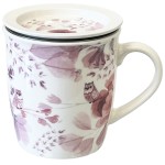Mug avec infuseur pour le thé et couvercle Fleurs et Hiboux