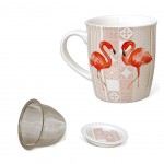 Mug Flamants rose en porcelaine avec infuseur