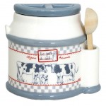 Pot  sel MILK en cramique avec cuillre