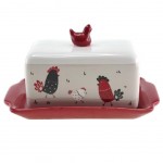 Boite pour le beurre en céramique Poules Boite pour le beurre en céramique Poules