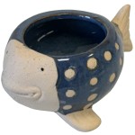 Mini cache-pot poisson bleu en cramique 5 cm