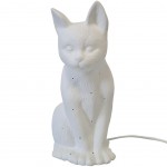 Lampe  poser en porcelaine blanche chat 27 cm