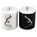 Sali�re et poivri�re chats noir et blanc