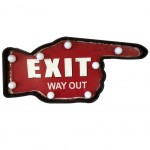 Grande Plaque en bois Sortie rouge lumineuse en forme de main