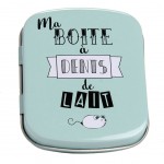 Petite boite à dents de lait en métal Bleu vert Petite boite à dents de lait en métal Bleu vert