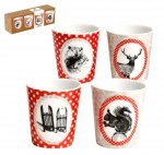 Set 4 gobelets Porcelaine Expresso Les animaux