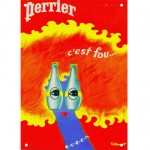 Plaque mtal carte postale Perrier