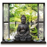 Sticker Mural Jardin et Bouddha Trompe lil