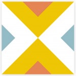 6 stickers Bleu jaune et blanc carreaux de ciment 15 x 15 cm