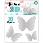 16 Adhsifs dcoratifs 3D papillons Gris
