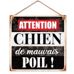 Plaque mtallique - ATTENTION CHIEN DE MAUVAIS POIL