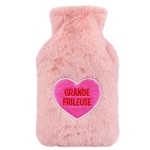 Bouillotte � eau grande frileuse rose en peluche 27 cm