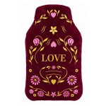Bouillotte � eau velours brod� Love bordeaux 27 cm