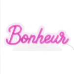 Lampe LED effet n�on Bonheur rose USB