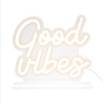 Lampe LED effet n�on Good Vibes blanc chaud USB